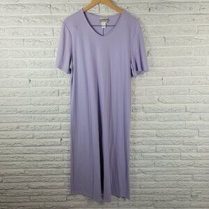 Coldwater Creek Womens Dress 1X Plus Short Sleeve Midi Lavender PUR36E